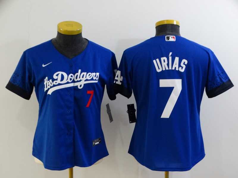 Women Dodgers 7 Julio Urias Royal 2021 City Connect Cool Base Jersey,We sell and wholesale Women Dodgers 7 Julio Urias Royal 2021 City Connect Cool Base Jersey on line form chian!